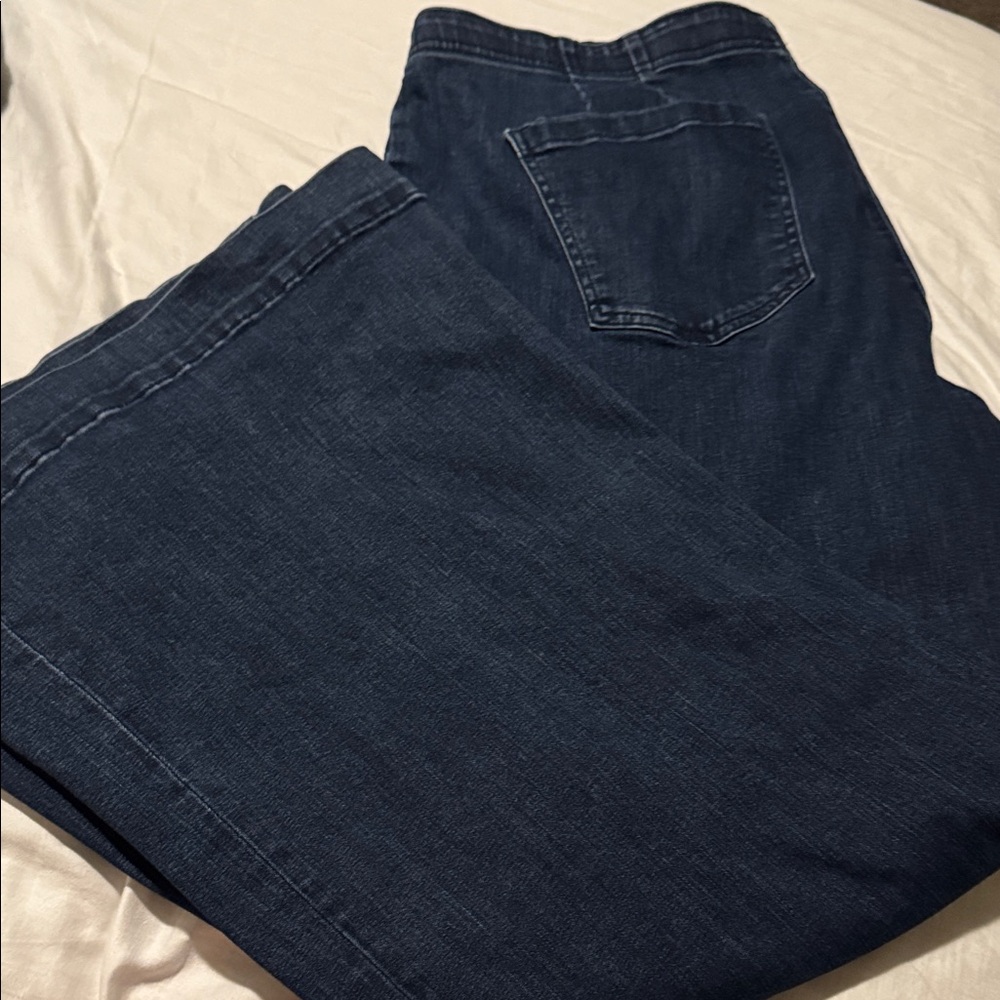 Pilcro Dark Blue Flare & Wide Leg Jeans
